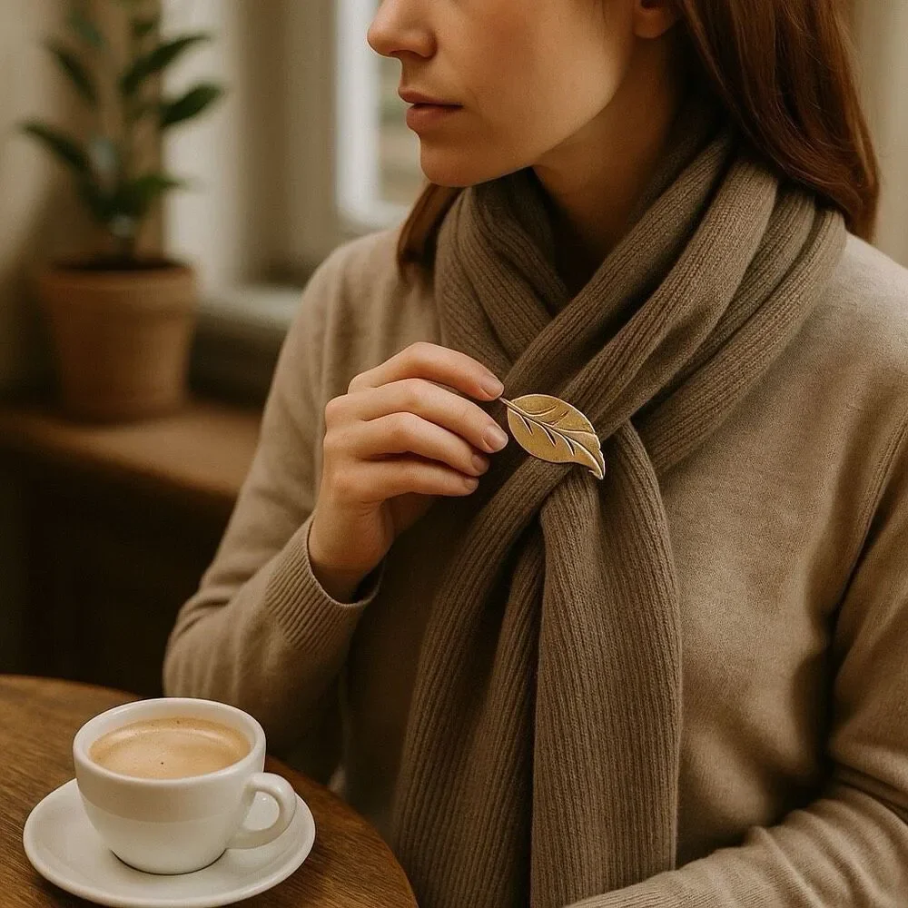 Bundle Sale 3 for $15 | Gold and Cream-Colored Leaf Brooch